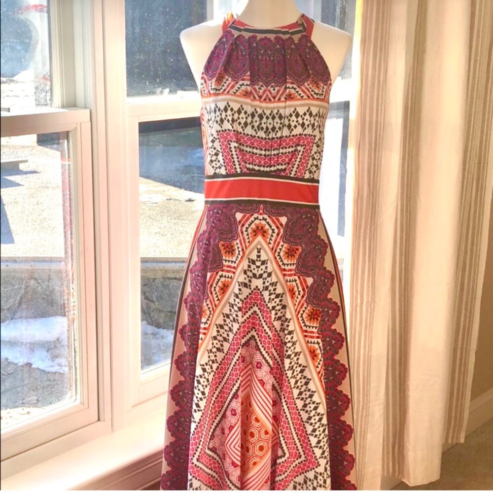 Eliza J Scarf Print Halter Dress 6